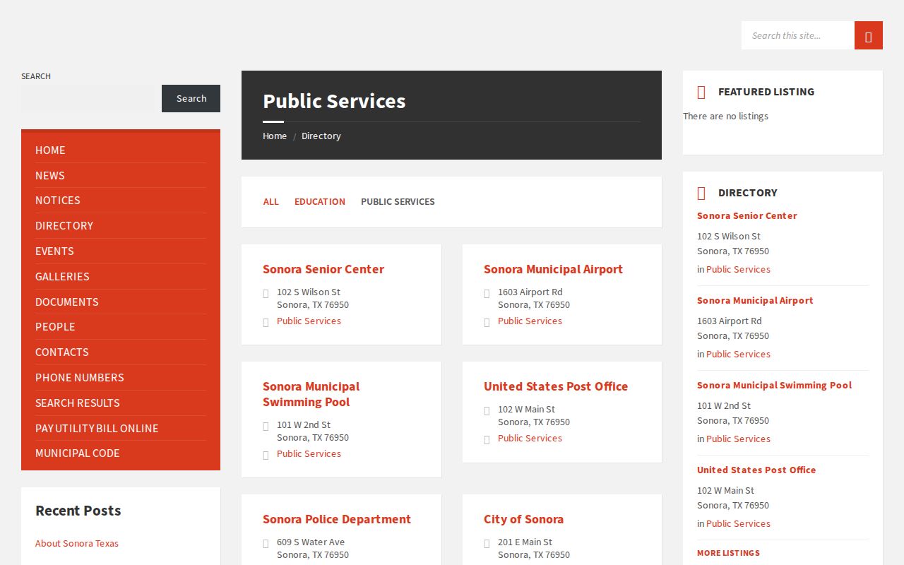 Sutton County Sonora warrant records, city police and public-services directory