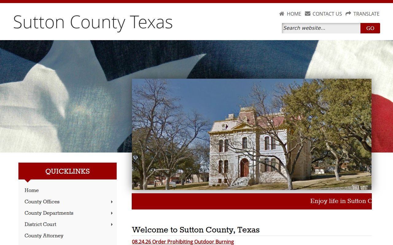 Sutton County warrant records research, official county homepage and office links